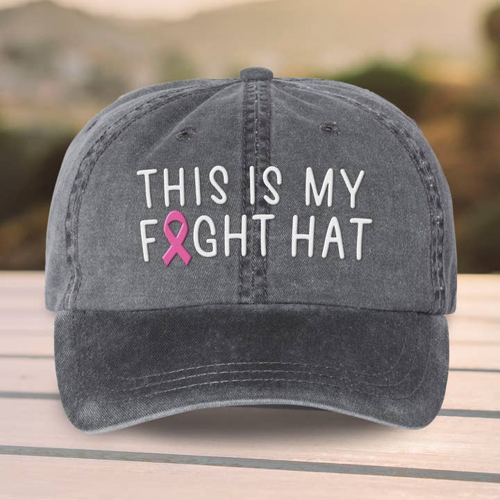 Cappello da papà tinto in pigmento ricamato "This Is My Fight" per la vendita all'ingrosso da parte di Lucky Luna Apparel