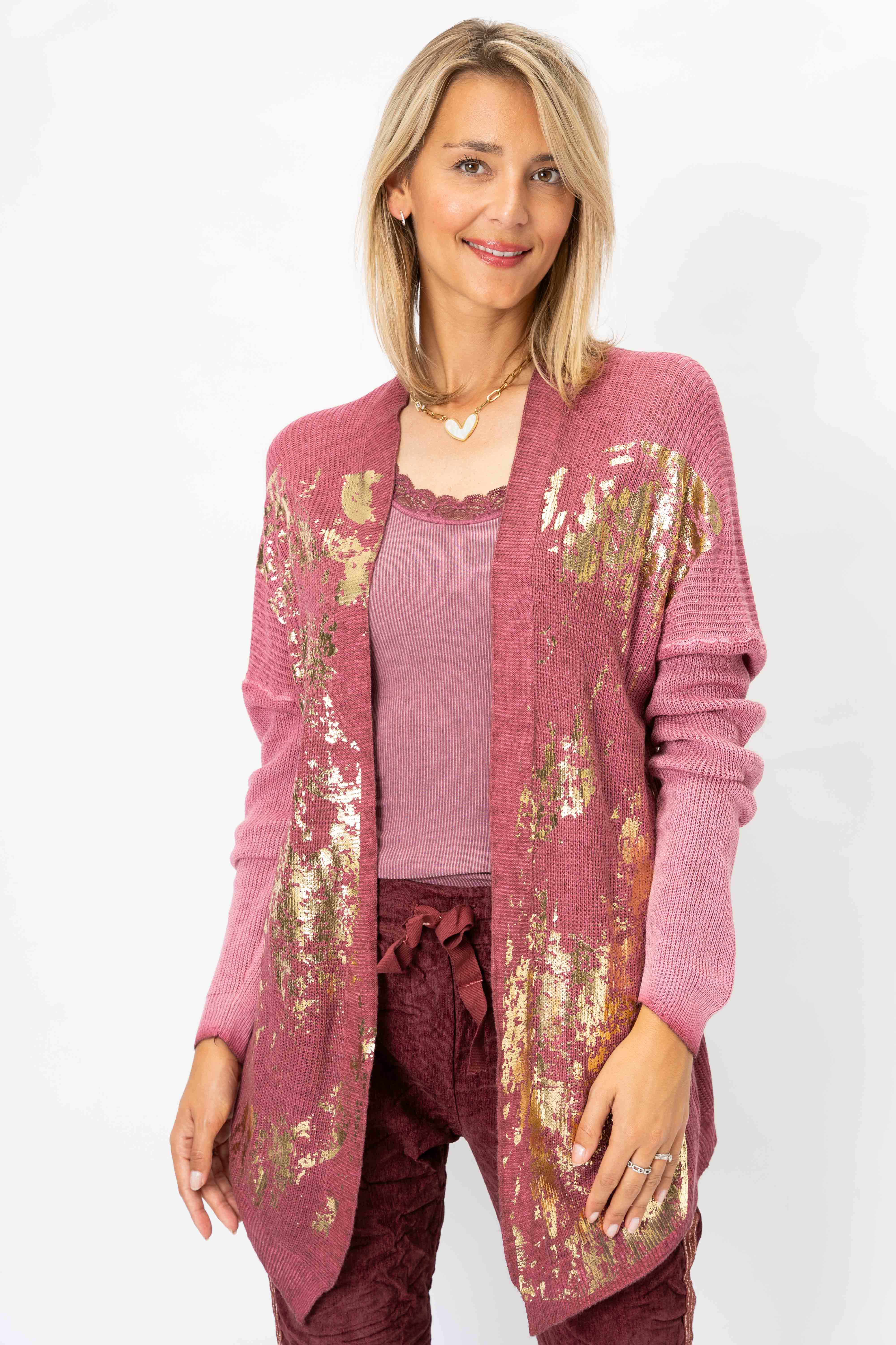 Look Mode Usa - Wholesale Cardigan - Women's - Gold Shimmer Knitted Cardigan