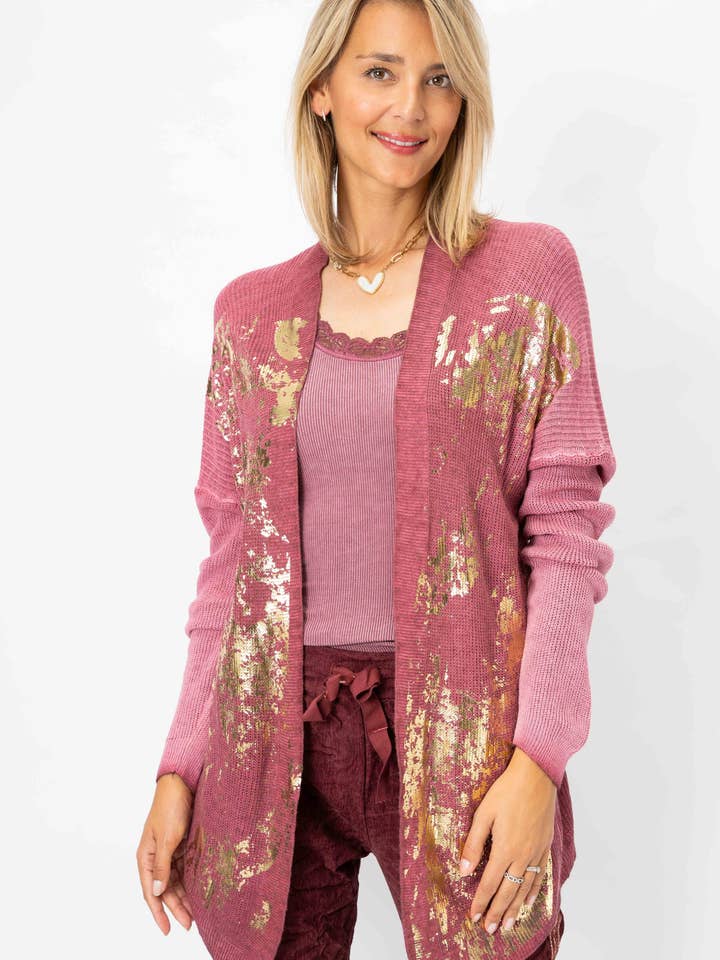 Look Mode Usa - Wholesale Cardigan - Women's - Gold Shimmer Knitted Cardigan