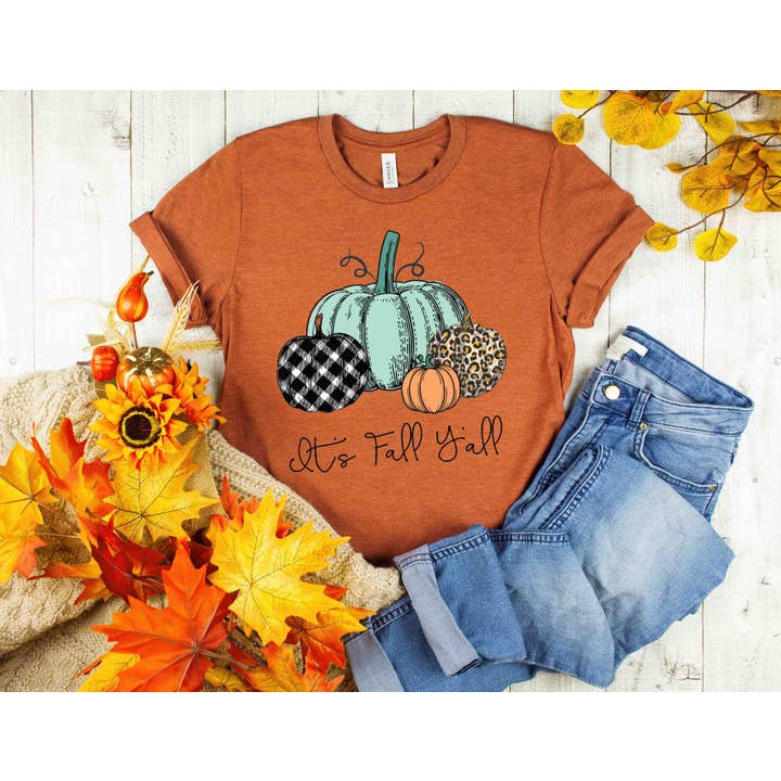 It's Fall Y'all Chalk Pumpkin for wholesale by Great Tees