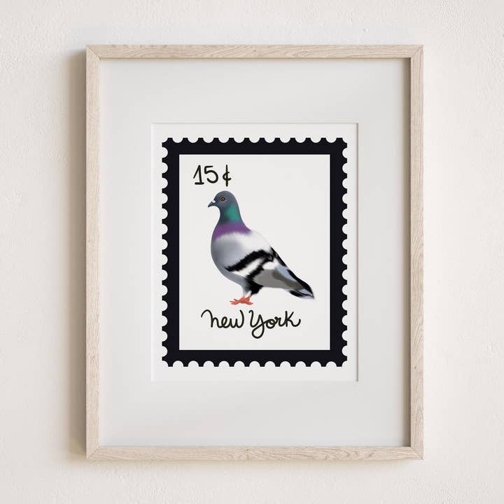 Vintage Briefmarke NYC Tauben Kunst Druck für den Großhandel von Neptune Paper