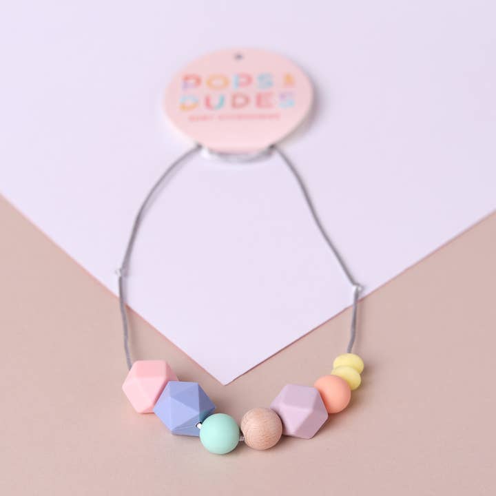 Geo Pop Baby Teething Necklace for wholesale by Pops and Dudes