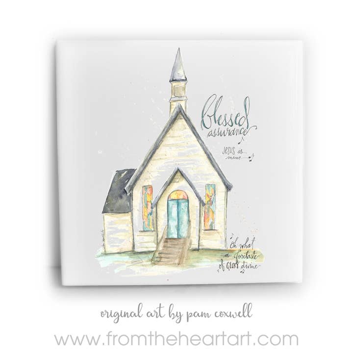 Blessed Assurance Chapel Ceramic Tile for wholesale by From The Heart Art