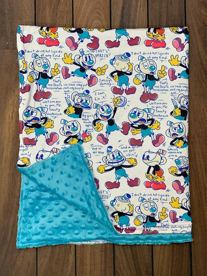 Multi Character Baby Boys Blanket with Blue Minky Fabric for wholesale by Kids Charm Online