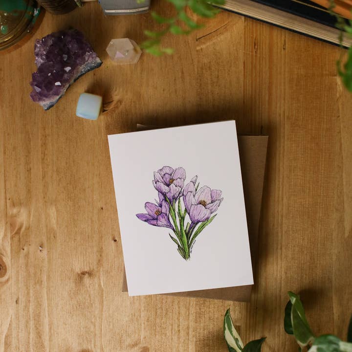 Spring Crocus - SMALL Greeting Card and other Purchase Wholesale crocus. Free Returns & Net 60 Terms on Faire trending on Faire.
