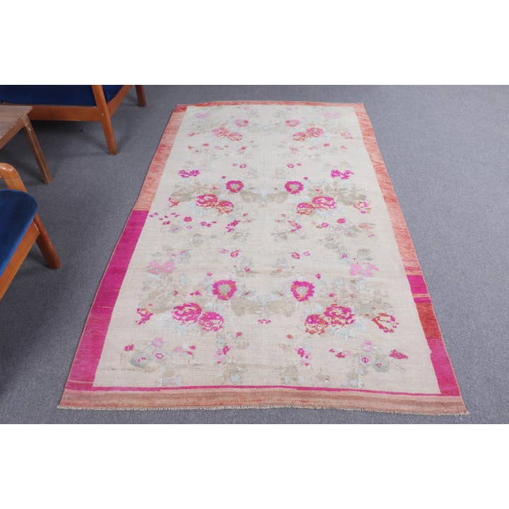 Turkish Vintage Rug 4,2x7,2 ft (127x220 cm), Beige Wool Rug for wholesale by The Loom Wholesale