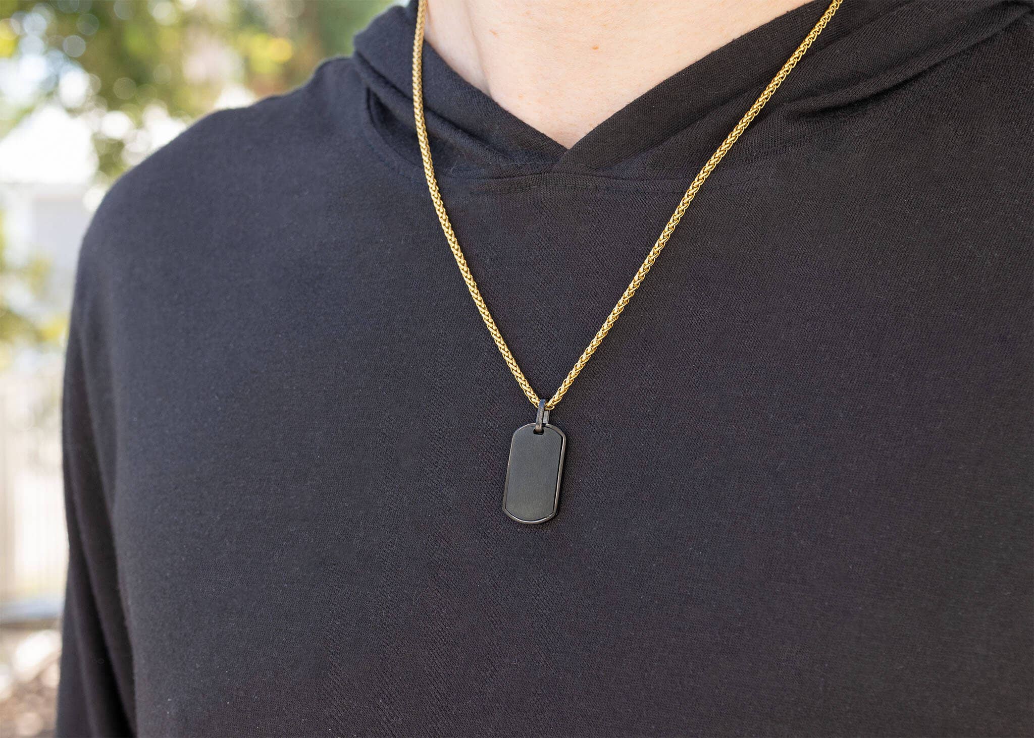 WJW - Vendita all'ingrosso Ciondolo/pendente - Ciondolo a forma di targhetta per cani da uomo in acciaio inossidabile nero opaco personalizzabile con incisione1