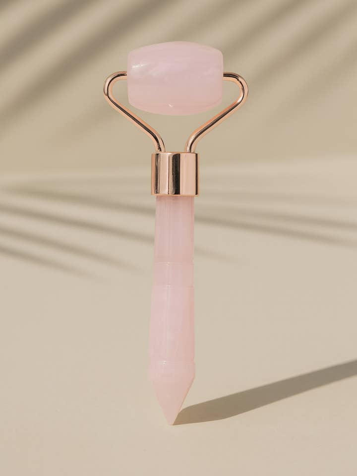 Rose Quartz Mini Facial Roller for wholesale by Atelier & Co