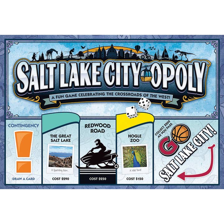 Salt Lake City-Opoly Board Game for wholesale by Outset Games and Cobble Hill Puzzles