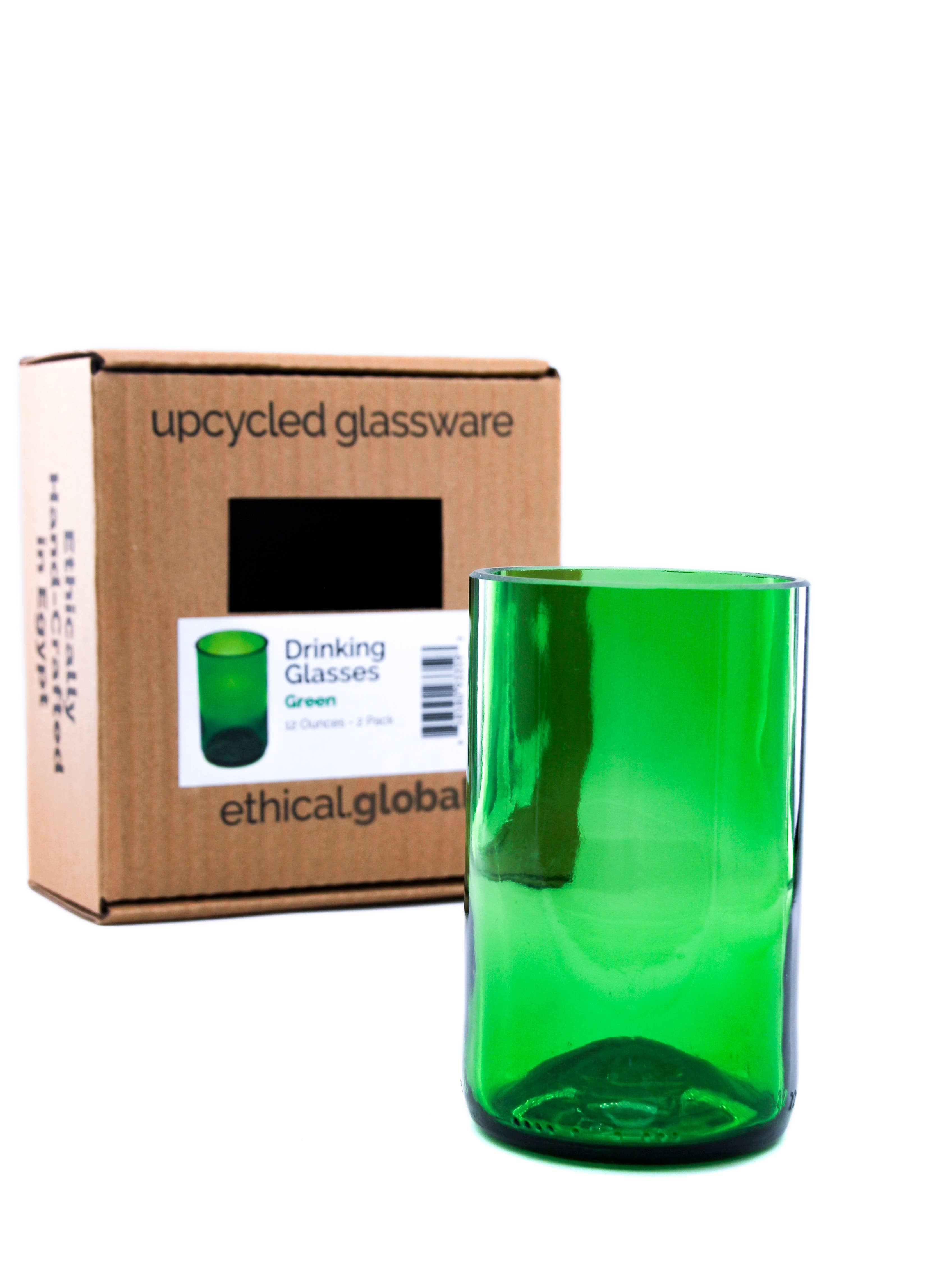 Ethical Global - Wholesale Drinking Glass/Cup - Plain Eco Drinking Glasses Upcycled 2 Pack - 12 /16 Oz.6