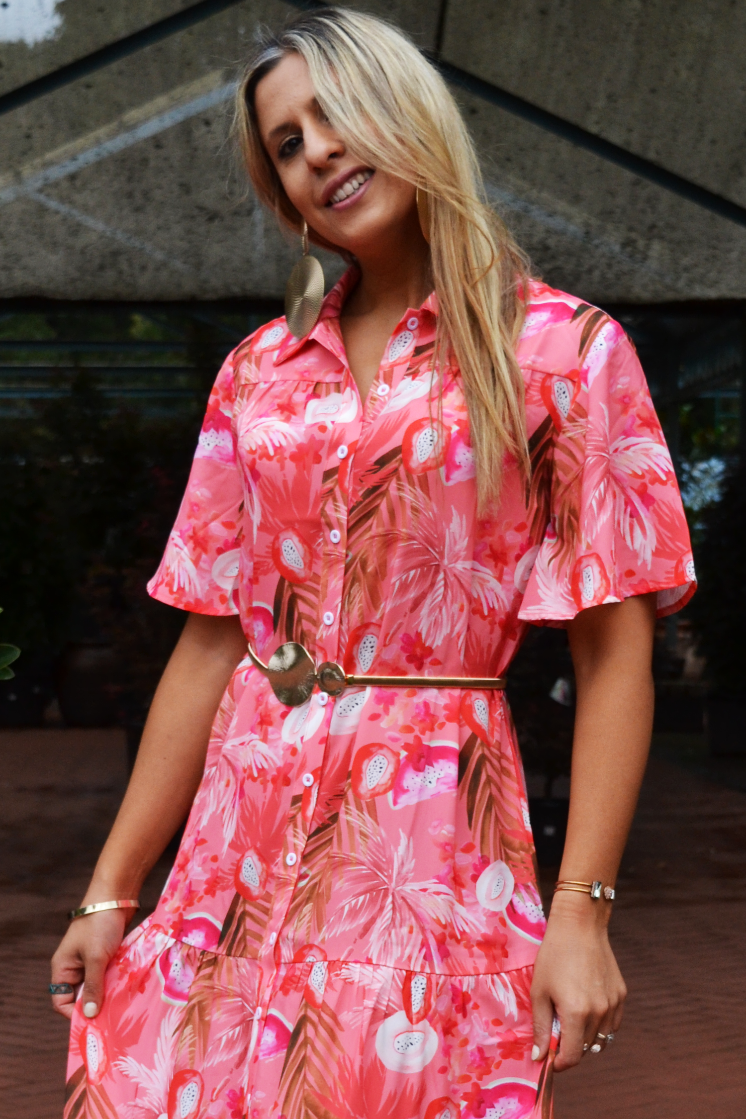 Ostara Collection - Wholesale Dress - Women's - Pink Paradise Maxi Shirt Dress4