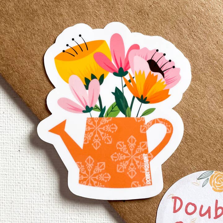 Autocollant Vinyle Arrosoir Fleur pour la vente par Doubly Quaint