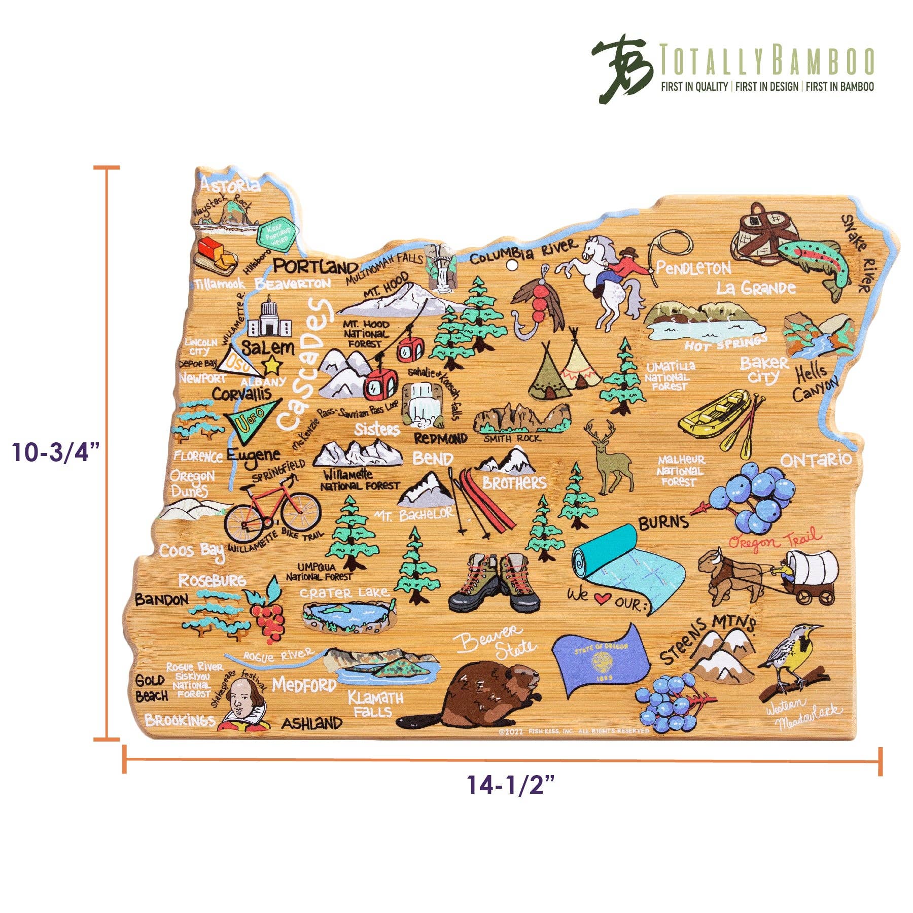 Totally Bamboo - Vente Planche à découper - Planche à découper Oregon avec illustration de Fish Kiss™6