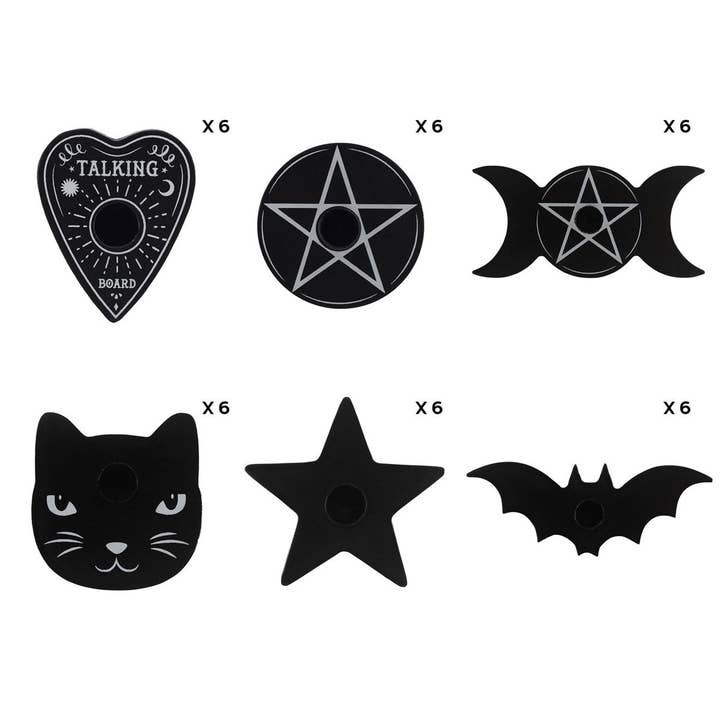 Pack of 36 Mixed Black Magic Spell Candle Holders for wholesale by Something Different Wholesale