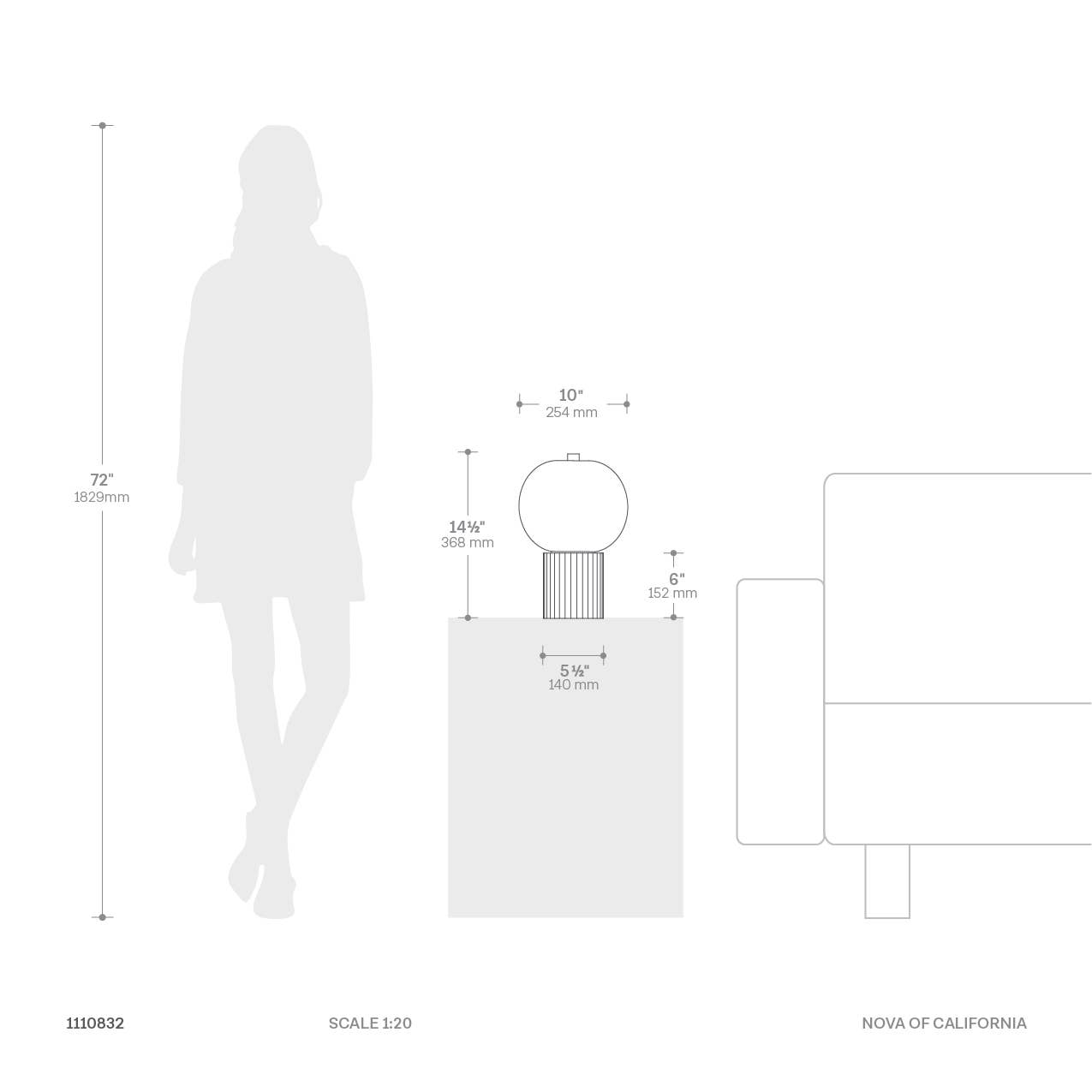 Nova of California - Wholesale Accent/Desk Lamp - Table Lamp Tambo 15" Walnut Brass Opal Glass8
