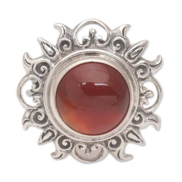 NOVICA - Wholesale Cocktail/Statement Ring - NOVICA Light Of The Universe Carnelian cocktail ring0