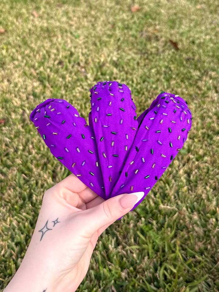 Purple Mardi Gras Sprinkle Headband for wholesale by La Luna Belle LLC