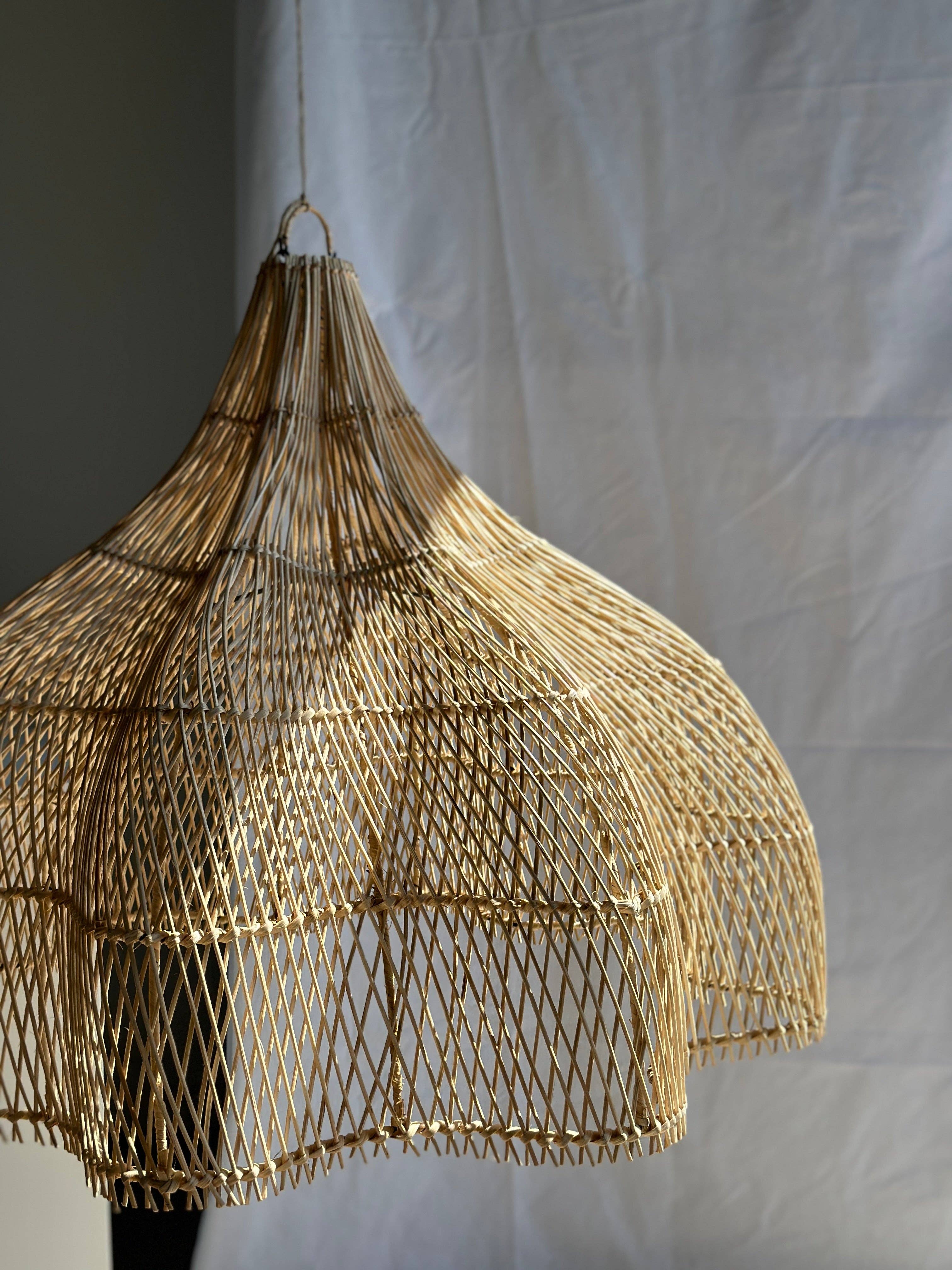 Office Objets - Wholesale Chandelier/Hanging Light - Pendant light, flower-shaped rattan fixture, tulip, corolla H:80cm D80cm3