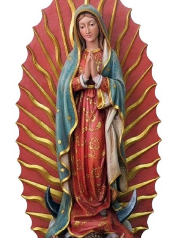 Estatua Virgen de Guadalupe 130 cm en Fibra de Vidrio Policromada para venta al por mayor de Dolfi