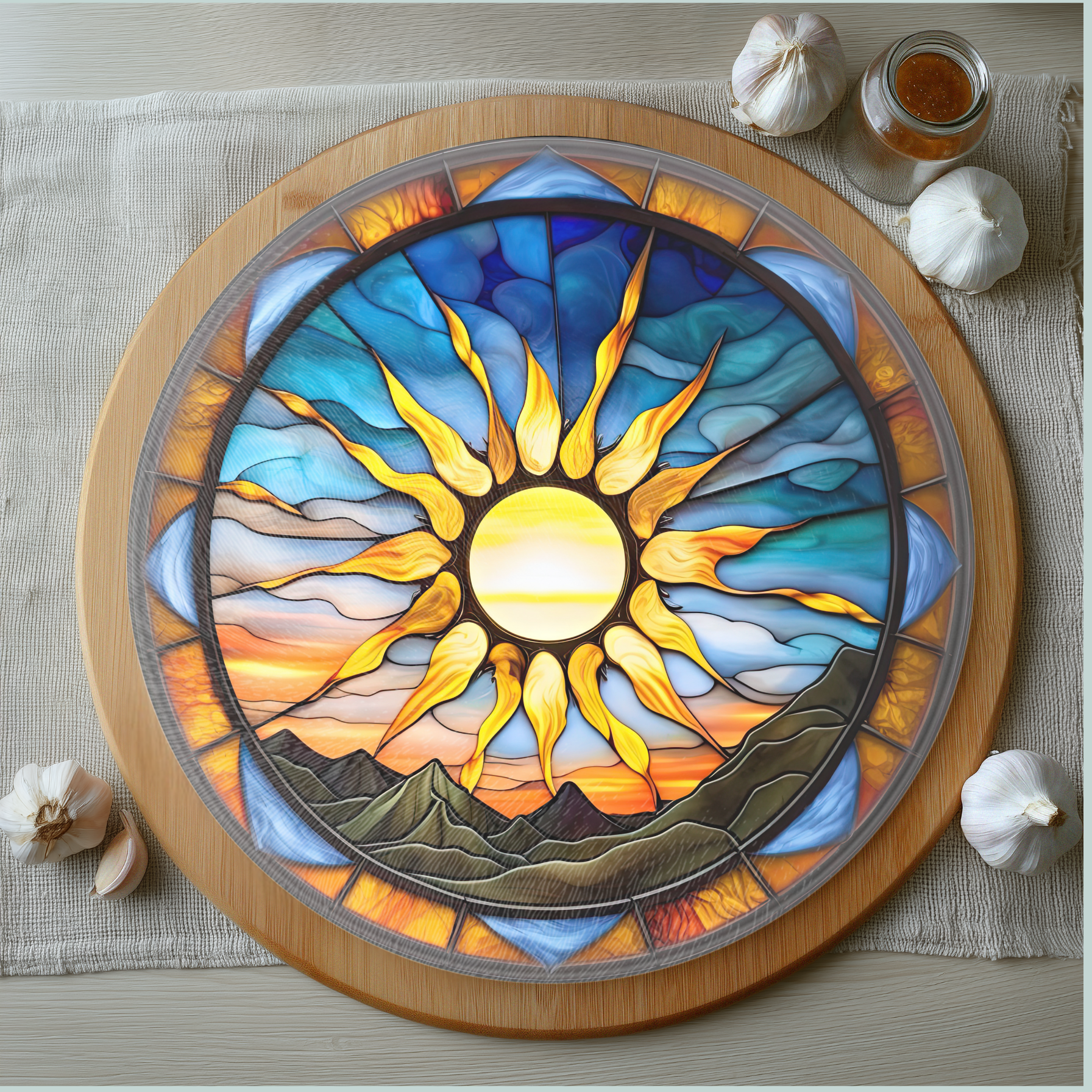 Fernville Creations - Wholesale Cutting Board - Tempered Glass Cutting Board: Sun Glass Charcuterie Tray1
