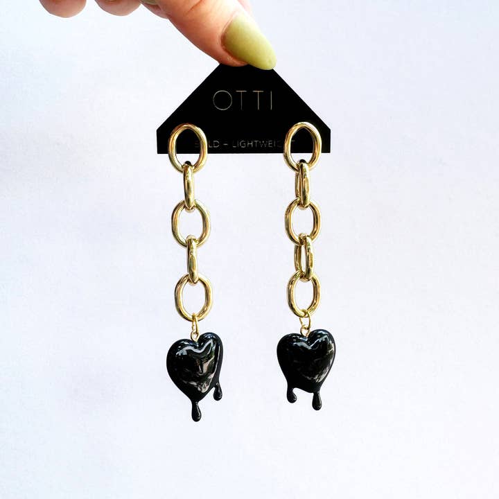 OTTI - Wholesale Dangle Earrings - Lightweight Swing Chain Earring: Rounded Dripping Heart1