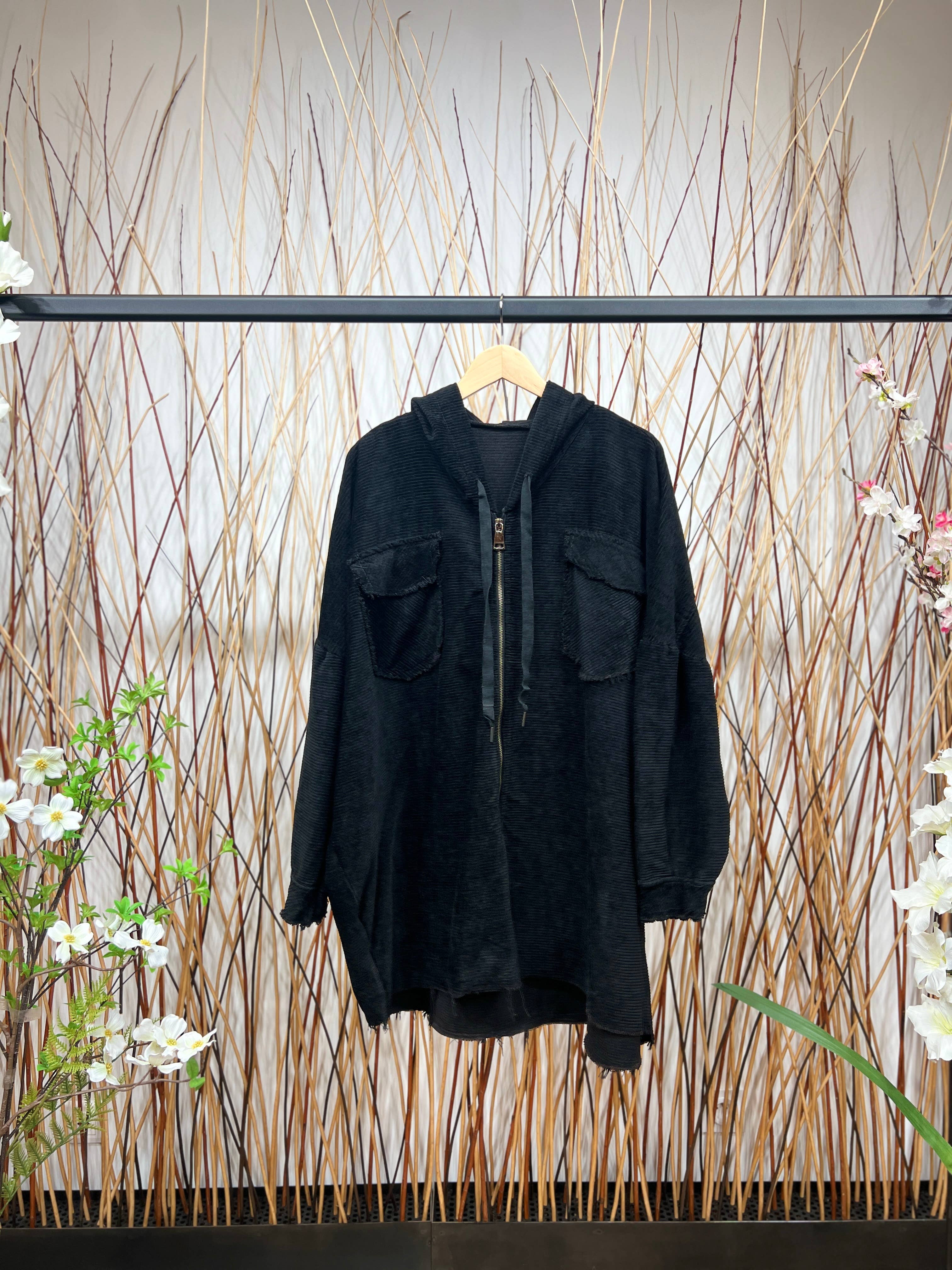 L'Emotion - Wholesale Hoodie - Women's - Velvet Pleated Velvet Worn Effect Wide Zip Hoodie5