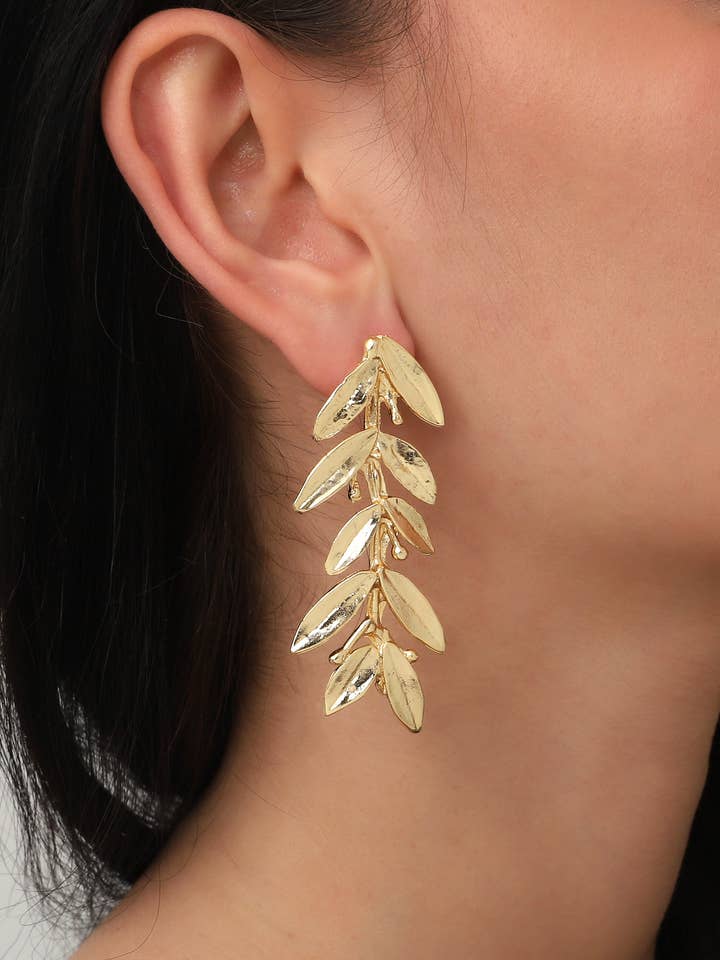 Vergoldete Blatt-Ohrstecker für den Großhandel von BUBU BY TEKIN SHOP