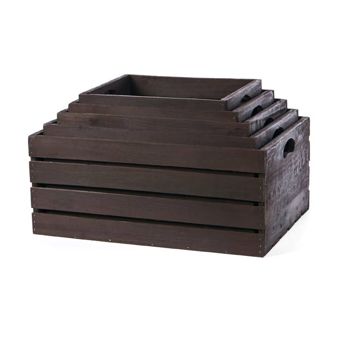 Willow Group - Wholesale Storage Bin - S/5 BROWN WOOD CRATES1