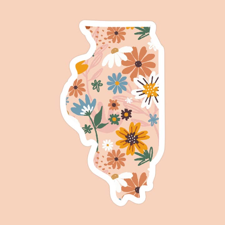 Illinois Floral State Sticker for wholesale by The State Stickers
