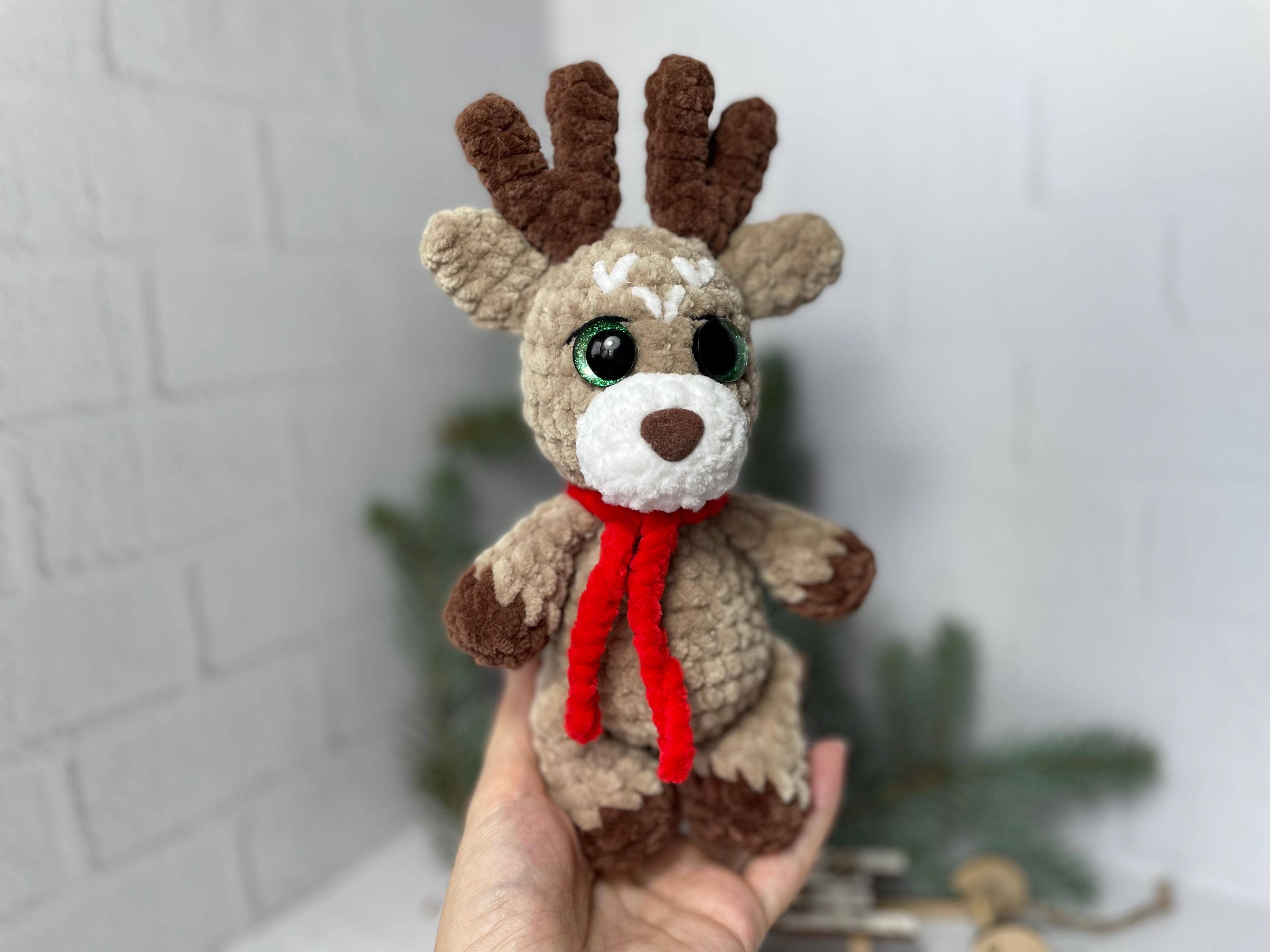 TOMOPOD LLC - Wholesale Stuffed/Plush Toy - Kids & Baby - Crochet Baby Christmas Reindeer, Amigurumi Xmas, Stuffed Toy0