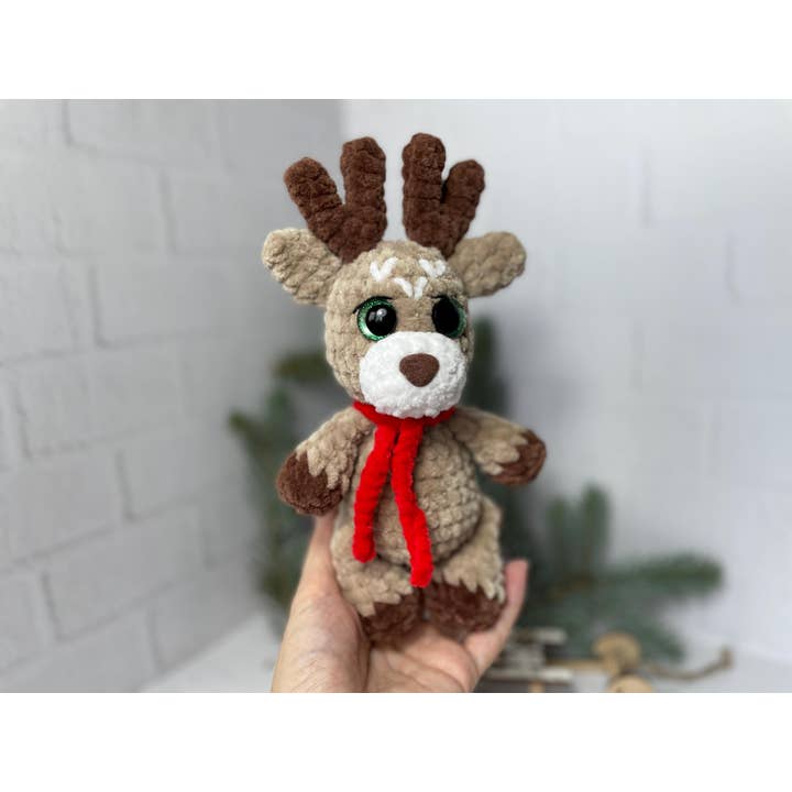 TOMOPOD LLC - Wholesale Stuffed/Plush Toy - Kids & Baby - Crochet Baby Christmas Reindeer, Amigurumi Xmas, Stuffed Toy