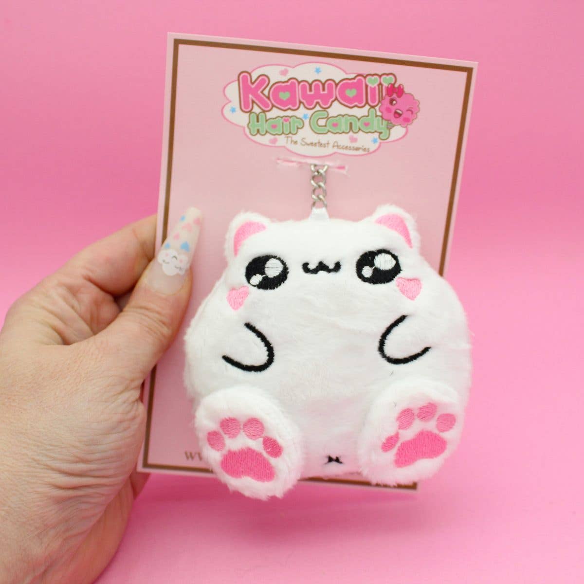 Kawaii Hair Candy – Engroshandel Nøglering - Dame – Kawaii fed kat nøglering – chibi plyskat taskevedhæng14