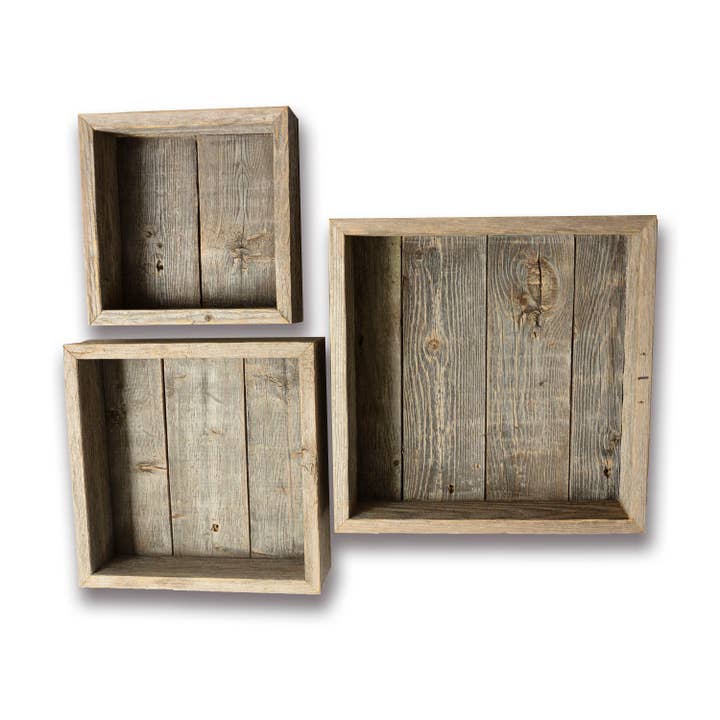 Rockin'Wood - Wholesale Wall Mounted Shelf - Reclaimed Wood Shadow Box Frames - Rustic Farmhouse