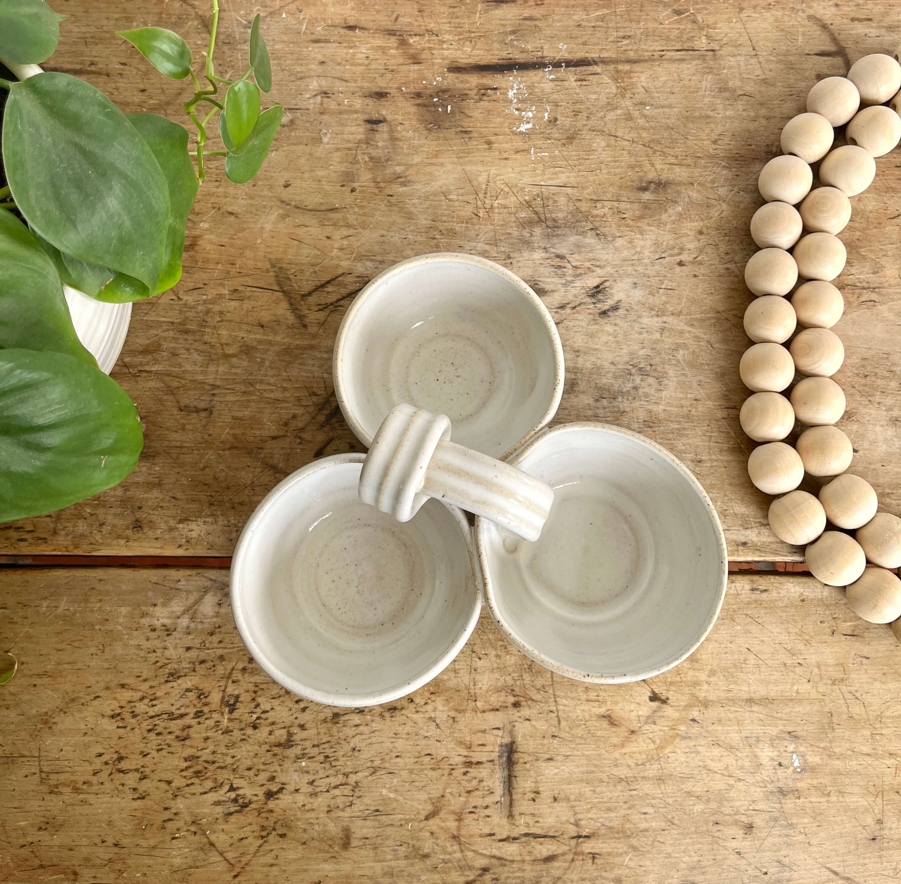 Coastal Clay Co. - Wholesale Platter - Triple Dip Platter Summer Party Platter Ceramic Dip Tray3