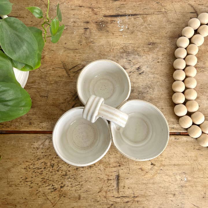 Coastal Clay Co. - Wholesale Platter - Triple Dip Platter Summer Party Platter Ceramic Dip Tray3