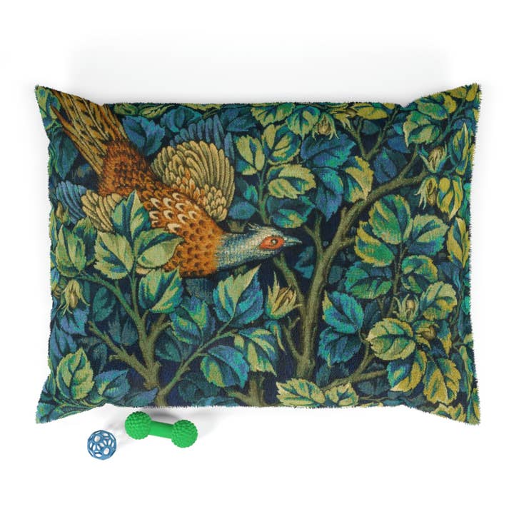 Willy Morris Home Emporium - Wholesale Pet bed – Dog - Dog Bed inspired by William Morris - Pheasant and Squirrel Collection (Pheasant) - Blue2