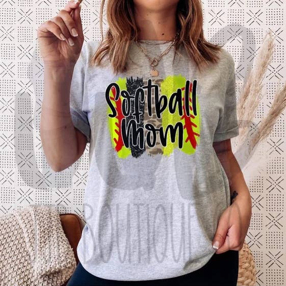 Softball Mom Brushstrokes Tee for wholesale by Rockin’ 5A Apparel