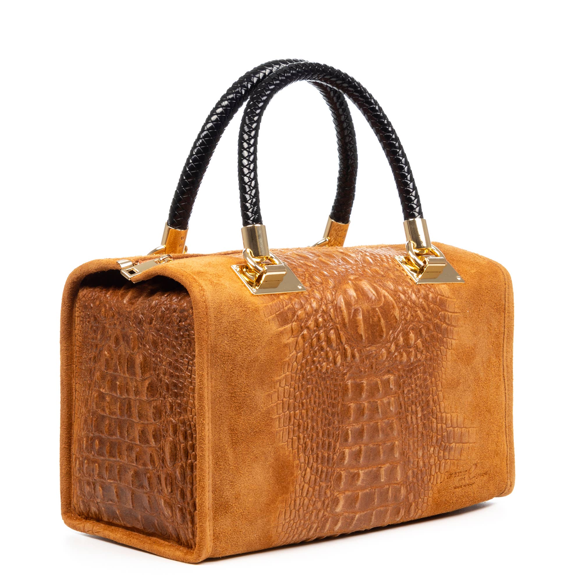 FIRENZE ARTEGIANI - Wholesale Top Handle Bag - Women's - Anacapri Women's Tote Bag. Genuine Suede Crocodile Leather.6