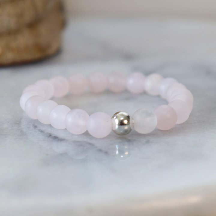 Alora Boutique Inc. - Wholesale Beaded Bracelet - Matte Rose Quartz Gemstone Bracelet | Unconditional love, Self-love, and Kindness0