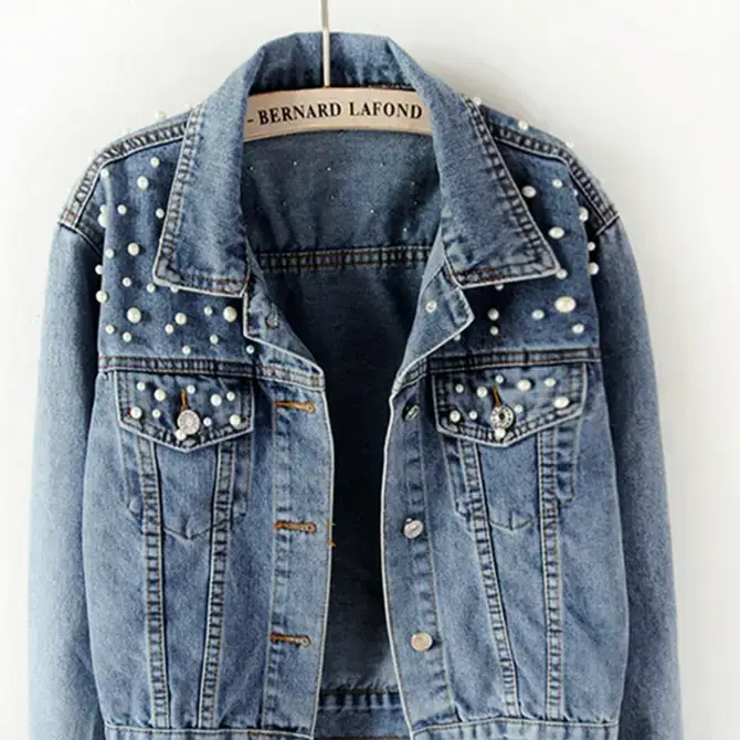 Katinki - Wholesale Denim Jacket - Women's - Pearl Embellished Denim Jacket0