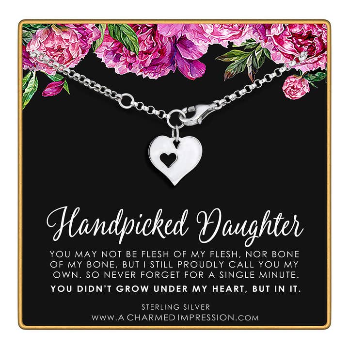 Para mi hija elegida a dedo • Regalo para hijastra o hijo adoptivo • Pulsera de plata de ley • De madrastra a hija extra • Pulsera de recuerdo de adopción • Madre e hijo no biológico para venta al por mayor de A Charmed Impression