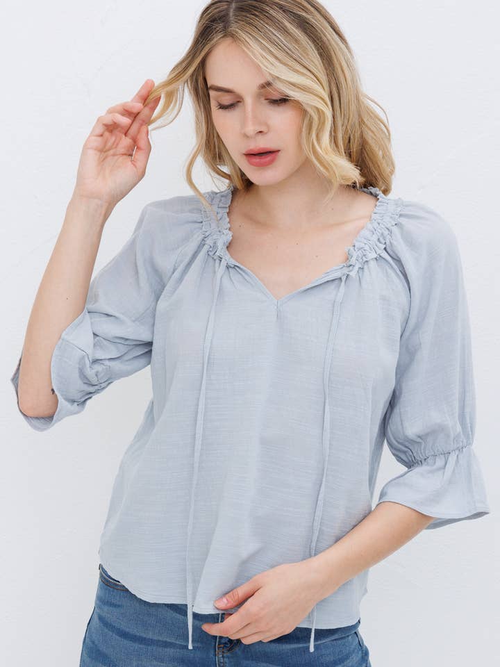 Top Algodão Decote em V por atacado de Dolly Jolly