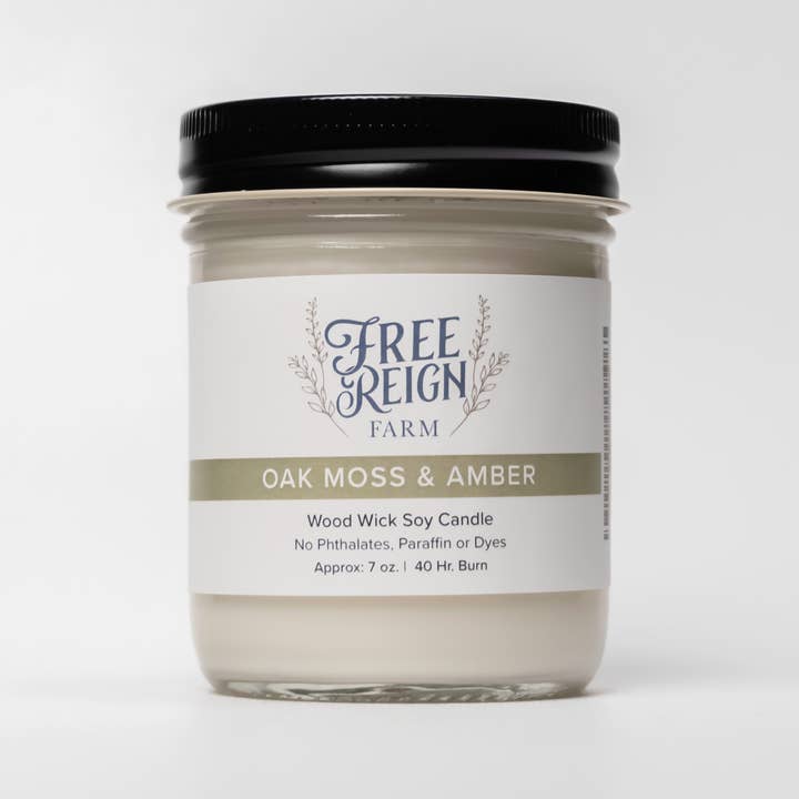 Free Reign Farm - Wholesale Jar/Filled Candle - NEW 7oz Wood Wick Soy Candles2