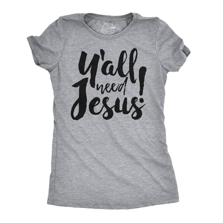 Y'all Need Jesus Women's Tshirt Easter Graphic Tee Western for wholesale by Crazy Dog T-Shirts