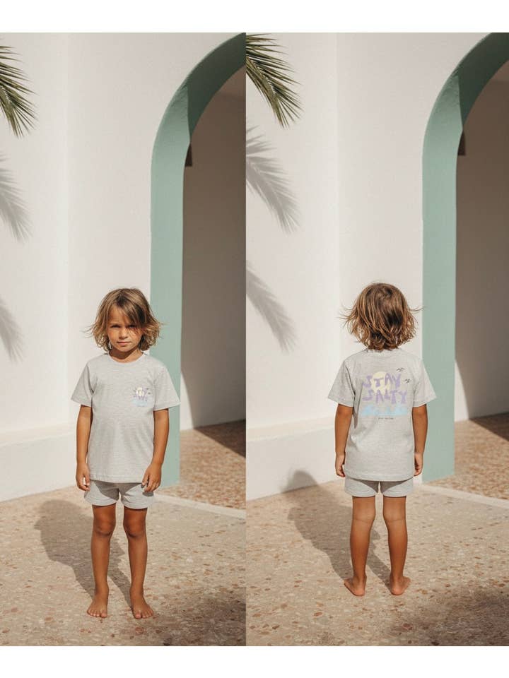 SAND N SALT KIDS - Wholesale Screen Printed T-Shirt - Kids - Stay Salty Tee Kids- Grey Marle