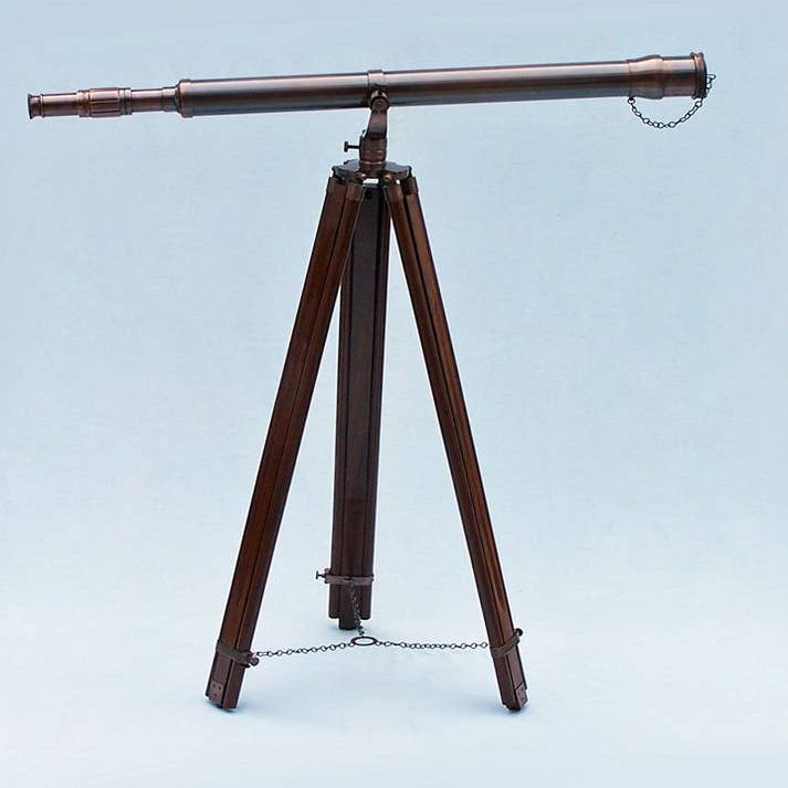 Hampton Nautical - Venta al por mayor Artículo decorativo de mesa - Telescopio Galileo de cobre antiguo de pie de suelo 65"1