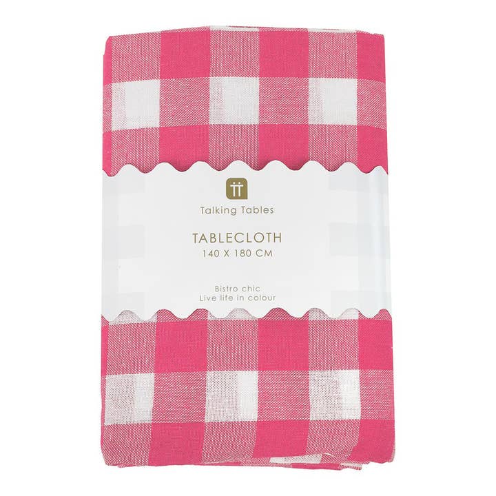 Talking Tables USA - Wholesale Tablecloth - Raspberry & White Gingham Tablecloth | Valentines Decor |6