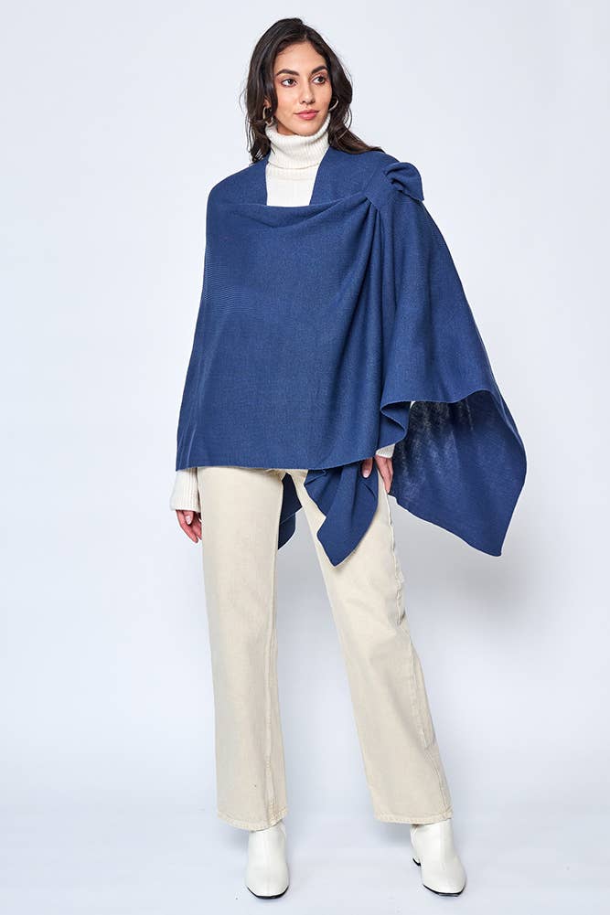 Hana - Venta al por mayor Poncho - Mujer - Ruana sólida con correa para el hombro28