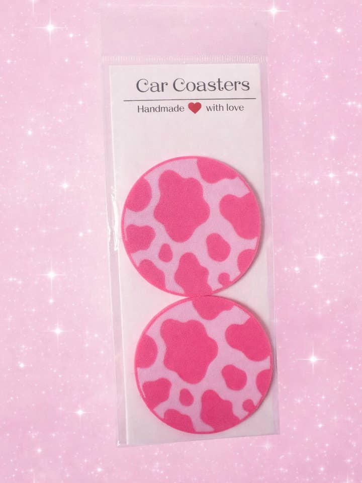 Posavasos para coche con estampado de vaca (rosa/blanco) para venta al por mayor de DLC Creations