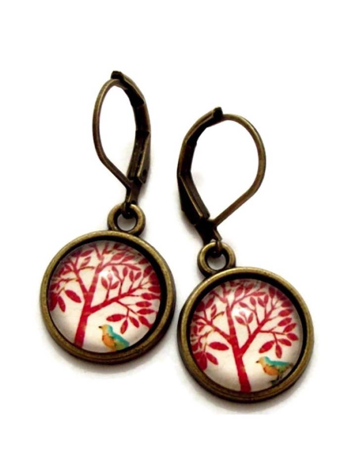Boucles d'oreilles Photo Glass Red pour la vente par Dreamspirit